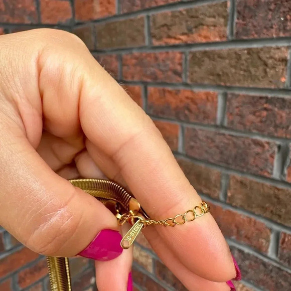 Anthropologie Snake Chain 18k Gold Plated Stainless Steel Waterproof Necklace - Picture 5 of 8